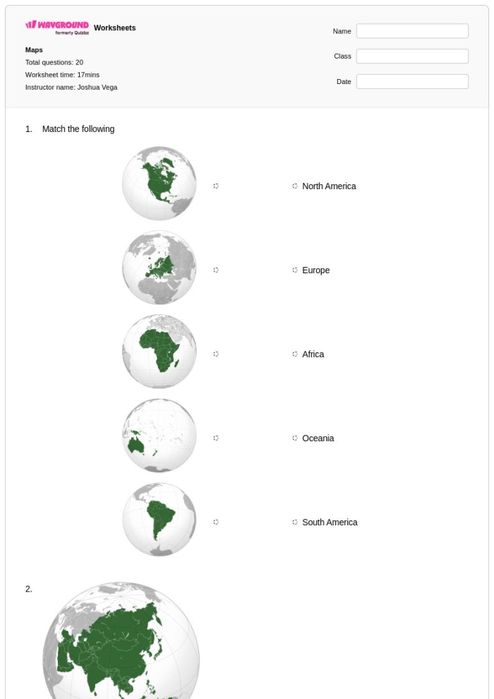 Second grade students using context clues to decode a Learning About Maps worksheet