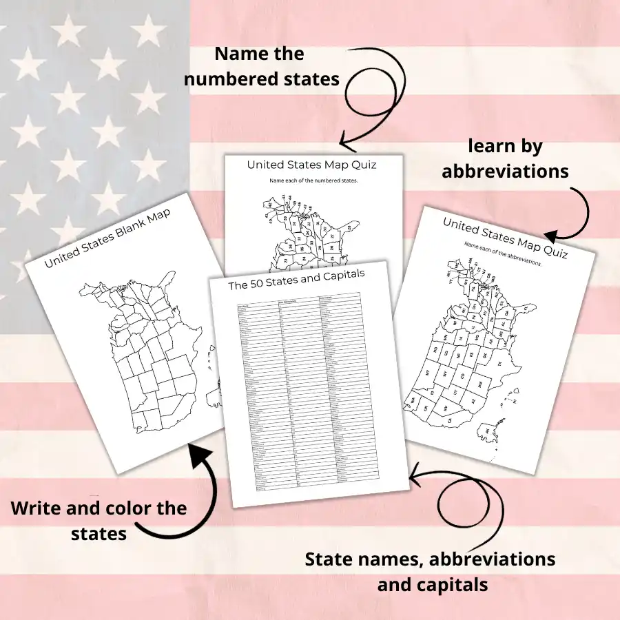 Map the States: State Abbreviations worksheet for Fifth Grade