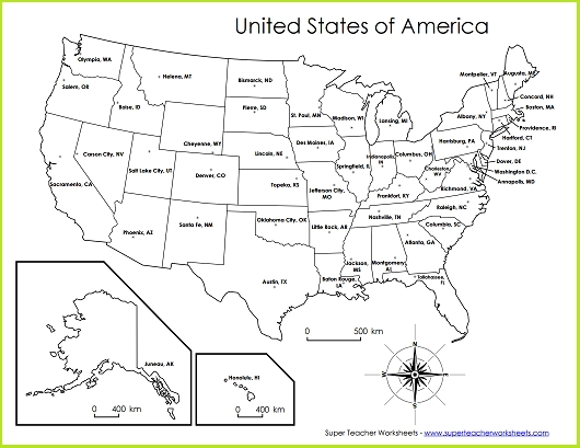 Map the States: State Abbreviations worksheet for Fifth Grade