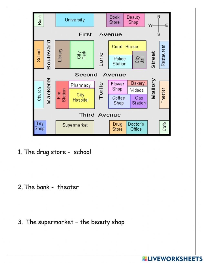 Map to School worksheet for kindergarten students focusing on numbers and counting