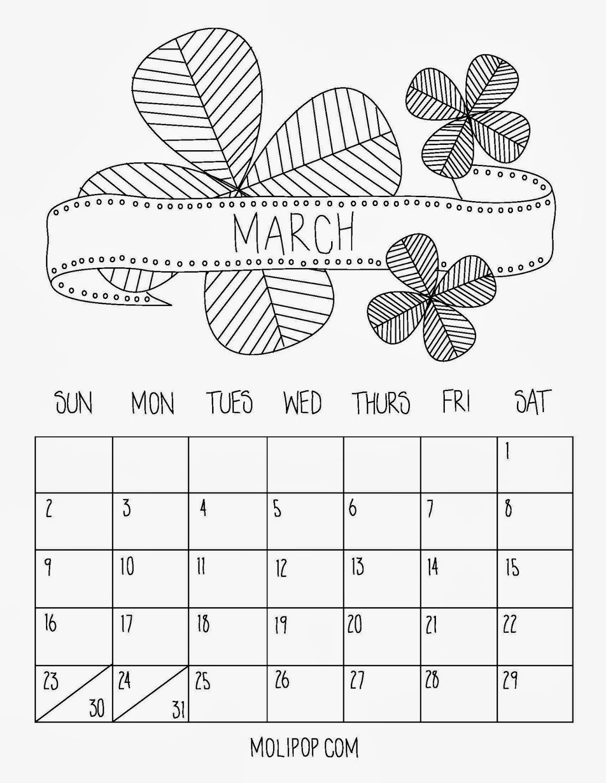 Second grade math worksheet featuring a blank March calendar for addition practice