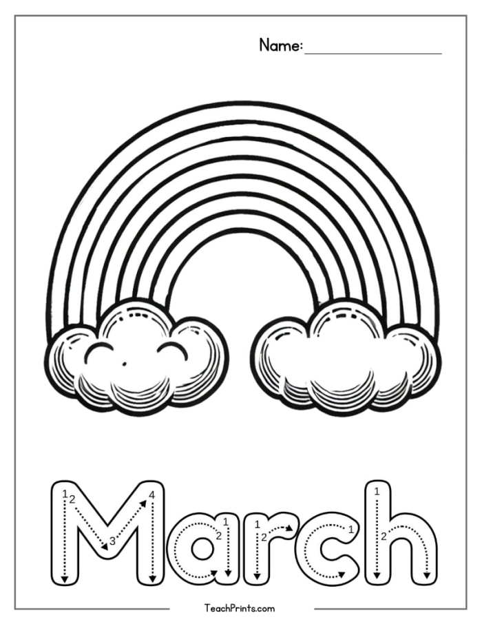 Second grade addition worksheet featuring a blank March calendar for classroom planning