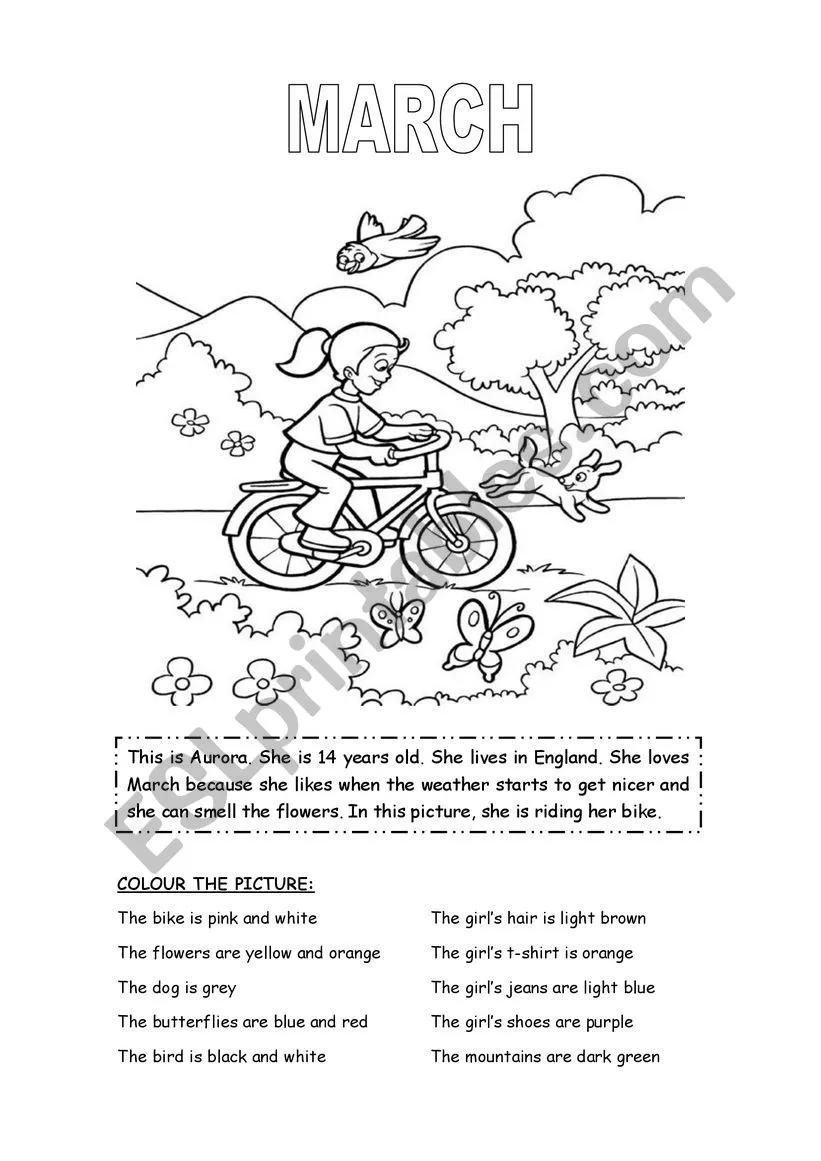 Blank March calendar worksheet for second grade students featuring St. Patrick's Day and spring themes