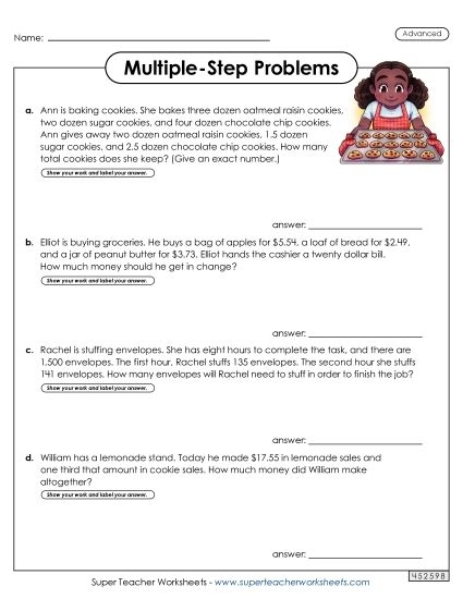 Marco's Kitchen Restaurant Math Challenge for Elementary Learners Fourth grade students solving multi-step word problems about running a restaurant kitchen with Marco