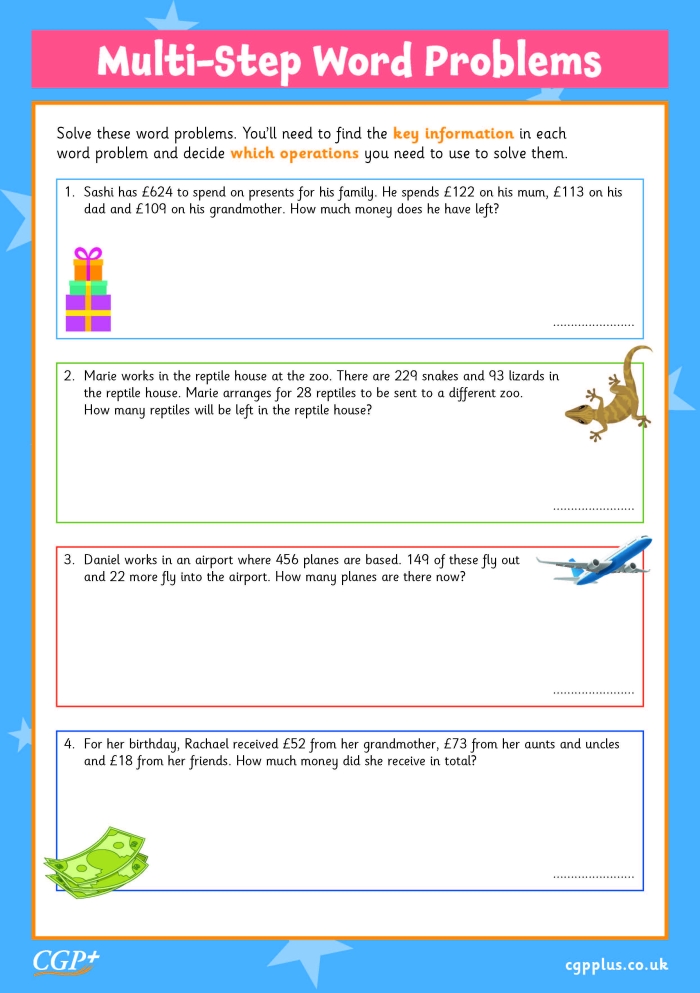 Marco’s Kitchen Multi-Step Word Problems Worksheet 18 Fourth grade students practicing multi-step word problems featuring restaurant themes in Marco’s Kitchen worksheet 18