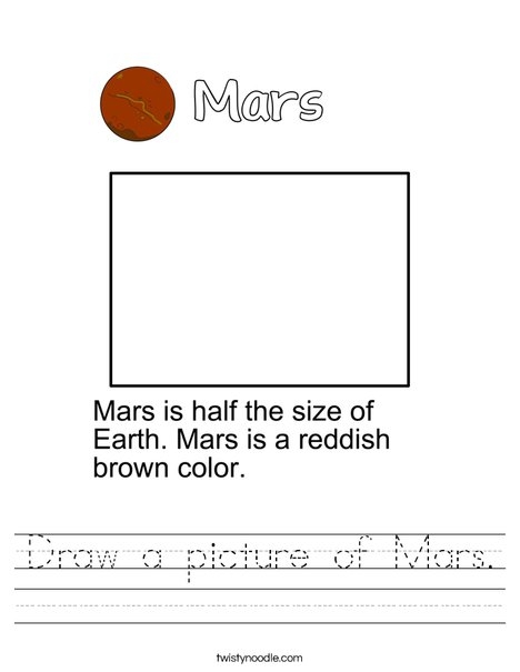 Mars worksheet for third graders highlighting its unique features and the reason it's called the Red Planet