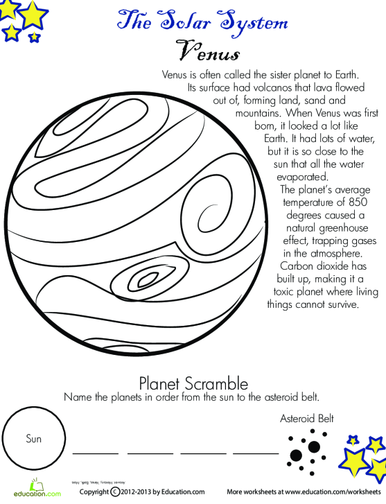 Mars worksheet for third graders exploring the Red Planet's characteristics