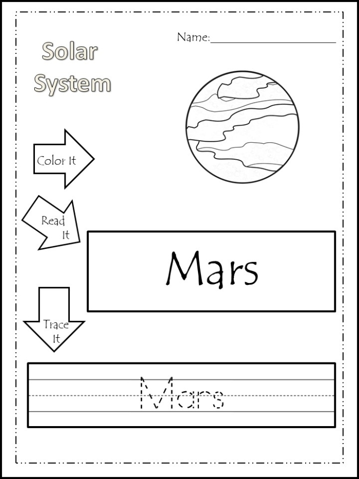 Mars worksheet for third graders exploring the characteristics of the Red Planet