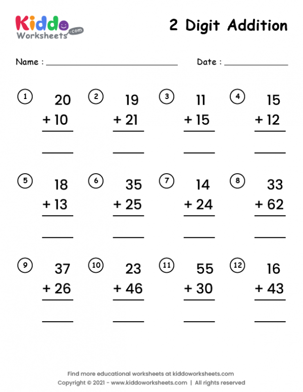 Adding Two Worksheet for First Grade Math Practice 3 First grade math worksheet for practicing addition by adding two to numbers within ten