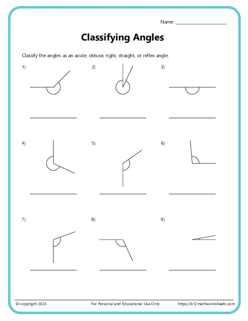 Fourth grade student using a protractor to measure and classify geometric angles on worksheet 24