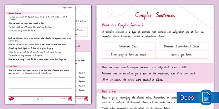 Complex Sentences Writing Practice Activity for Elementary Students Third grade student completing a write complex sentences grammar practice worksheet with fill-in-the-blank exercises