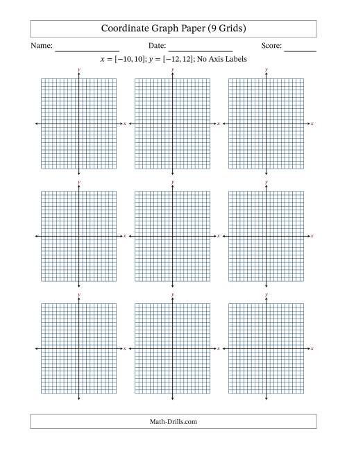 Worksheet illustrating the coordinate plane and its four quadrants for sixth graders