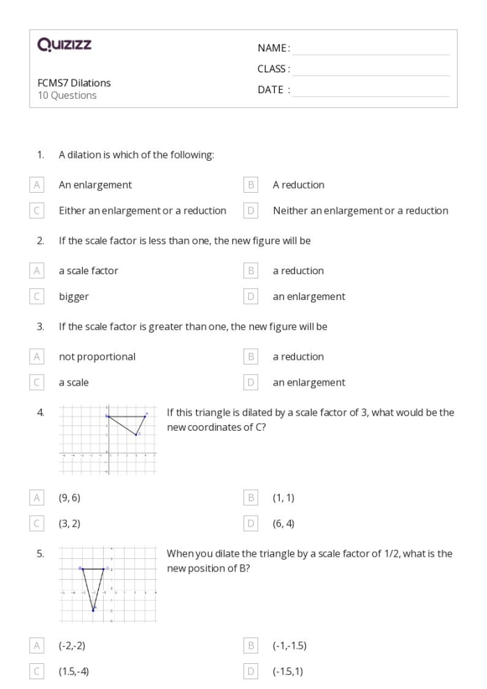 Describing Dilations Worksheet 18 Geometry Practice Eighth grade geometry worksheet featuring coordinate plane exercises for describing dilations