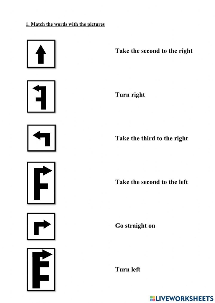 Directional Clues Assessment Activity for Young Learners Pre-K student worksheet showing directional vocabulary with left right up and down positioning exercises