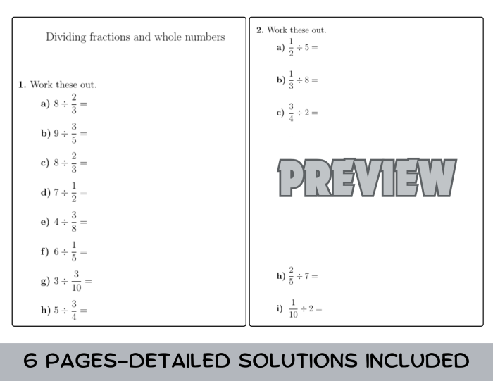 Dividing Fractions by Whole Numbers Practice Worksheet 25 Fifth grade worksheet for practicing dividing fractions by whole numbers