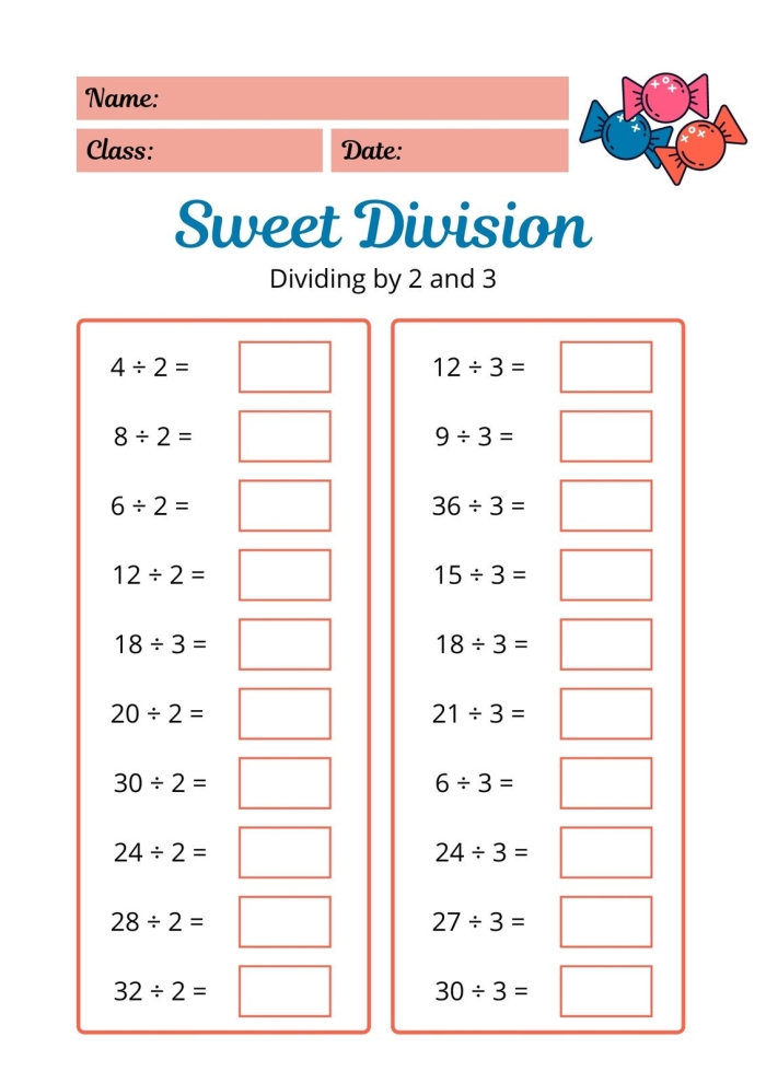 Fourth grade math worksheet featuring vertical and linear division practice problems for students