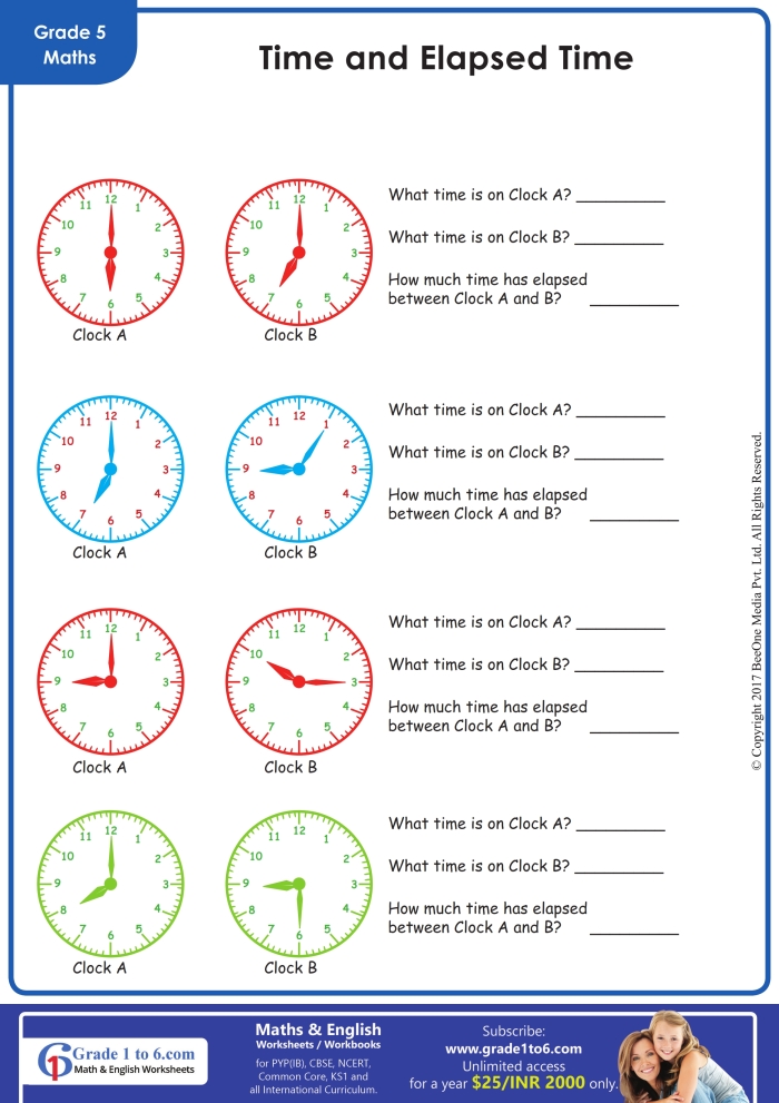Third grade student filling out an elapsed time check-in worksheet using a number line strategy