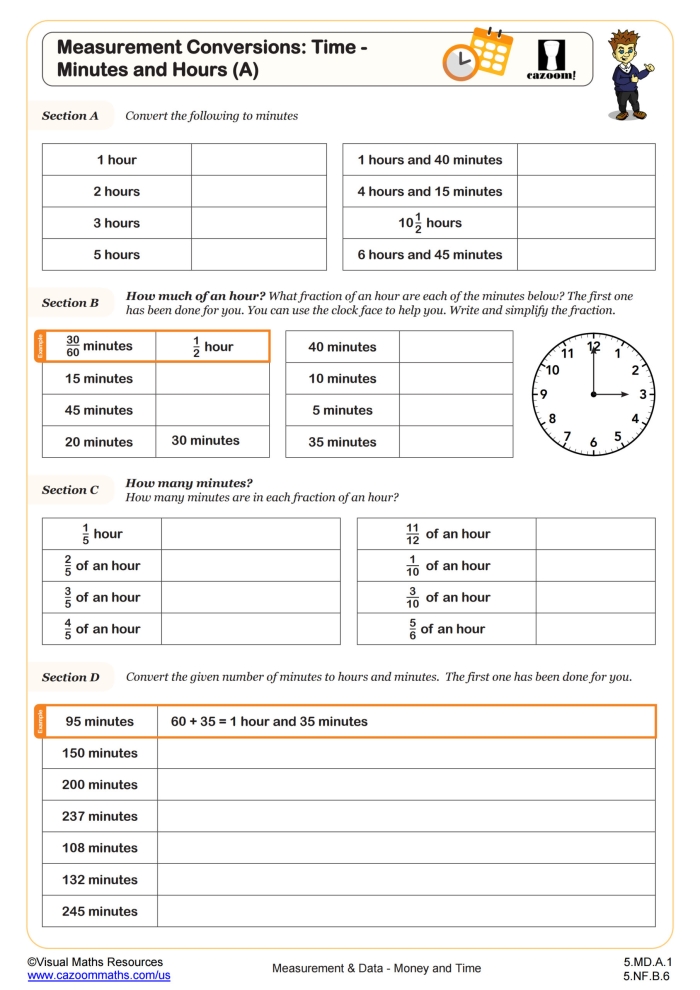 Third grade math worksheet for counting minutes in an hour with elapsed time practice 17