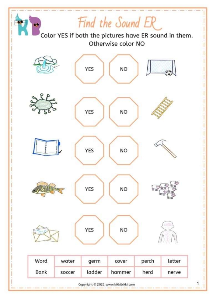 Fourth grade spelling worksheet focused on mastering words with the er sound