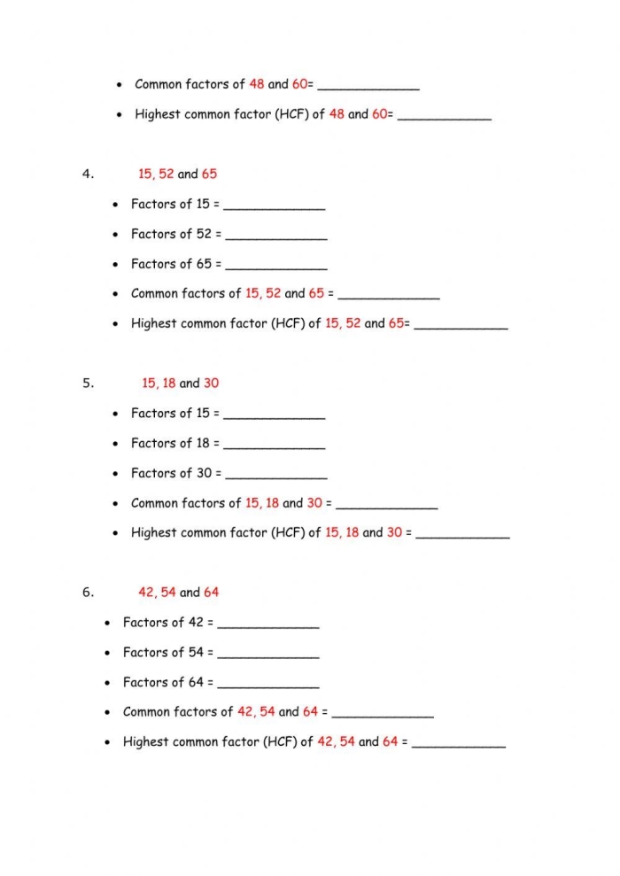 Two-digit number factor pairs worksheet for fourth graders
