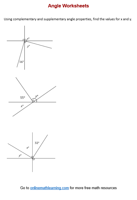 Angles worksheet for fourth graders featuring acute, obtuse, straight, and right angles