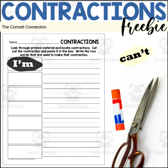 Crystal Clear Contractions Worksheet Grade 2 Grammar Exercise 21 A second grade student working on a Crystal Clear Contractions grammar worksheet