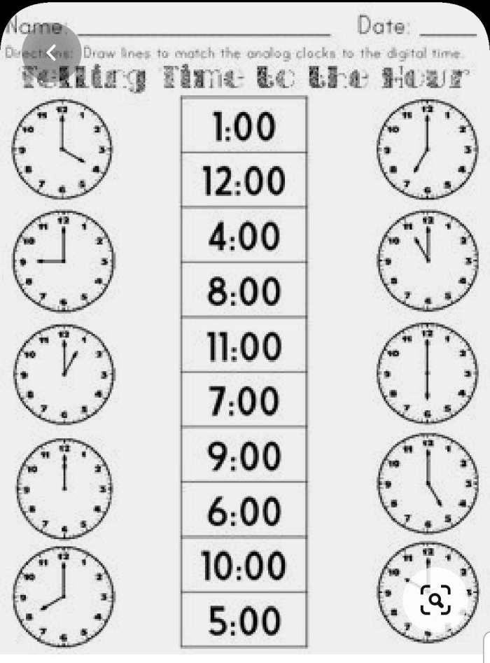 Telling Time: Half Hour Practice Worksheet for Second Grade Worksheet helping second graders learn to tell time on the half hour