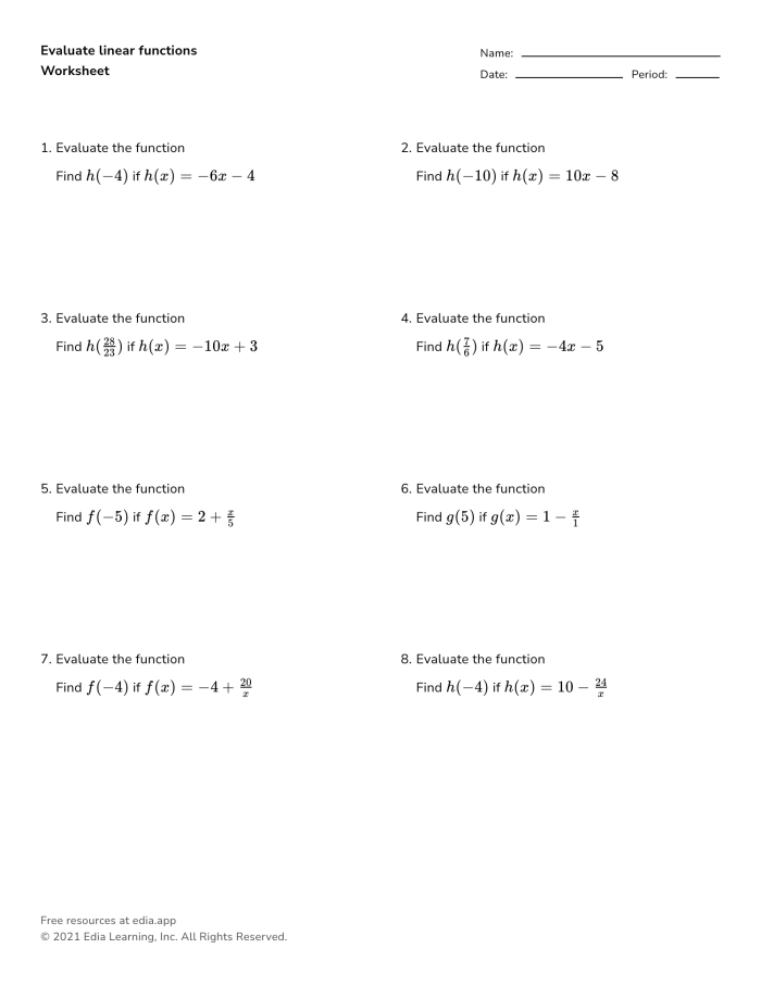Eighth-grade algebra worksheet for identifying functions in relations