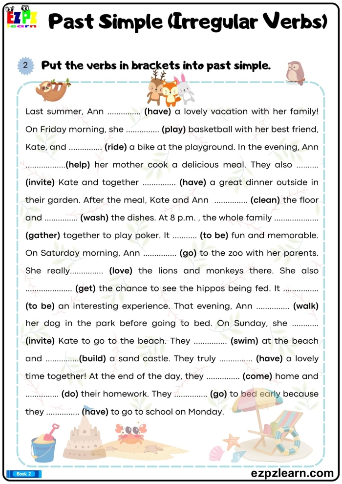 Third grade student completing a Found It! Irregular Past-Tense Verbs worksheet