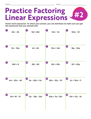 Identifying Equivalent Linear Expressions Practice Activity for Grade 7 Seventh grade student working through equivalent linear expressions algebra problems on a worksheet