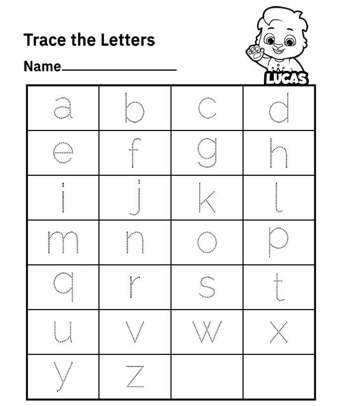 Alphabet Writing Lowercase Letters Worksheet 19 for Kindergarten Students Kindergarten student practicing writing lowercase letters on an alphabet worksheet 19
