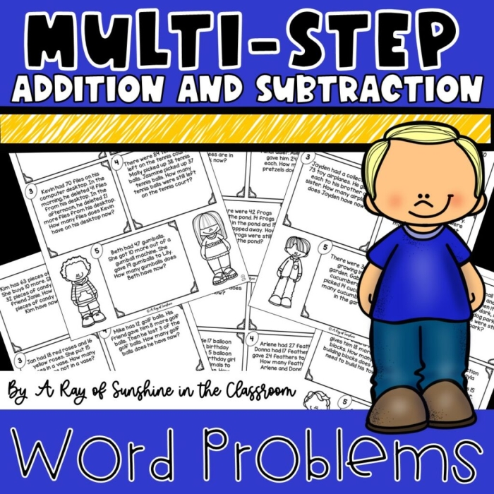 Stepping Through Addition and Subtraction Word Problems Practice Worksheet 25 Third grade students practice multi-step addition and subtraction word problems on this math worksheet
