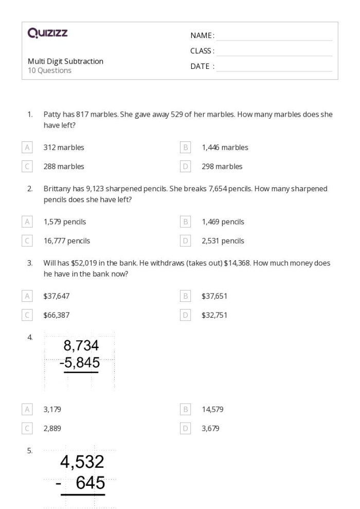 Fifth grade math worksheet featuring multi-digit division problems for nineteenth practice session