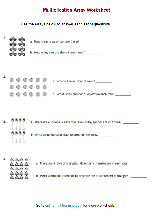 Multiplication: Star Arrays Worksheet - Image 10 Star arrays worksheet for solving single-digit multiplication problems aimed at third graders