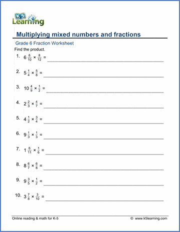 Multiplying Fractions by Fractions worksheet designed for fifth graders to enhance their skills