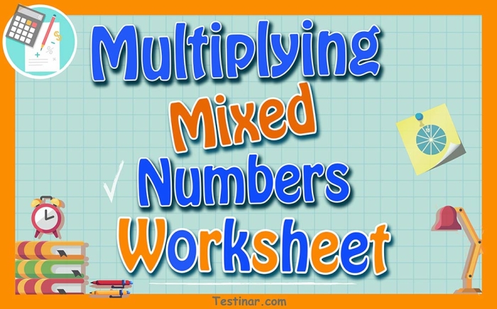 Fifth grade student worksheet for practicing the multiplication of mixed numbers