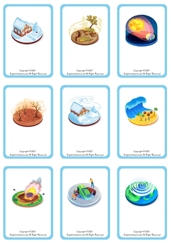 Master of Disaster Vocabulary Practice Activity for Elementary Science Learners Third grade student completing a Master of Disaster vocabulary worksheet with natural disaster terms and illustrations