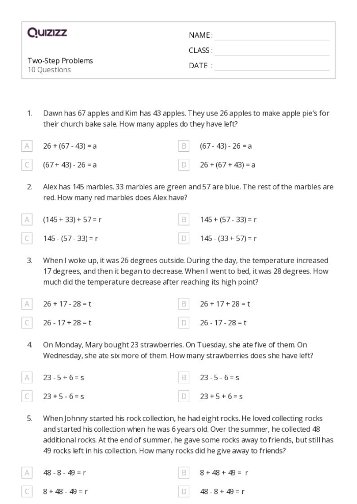 Seventh grade math worksheet featuring one-step inequality word problems