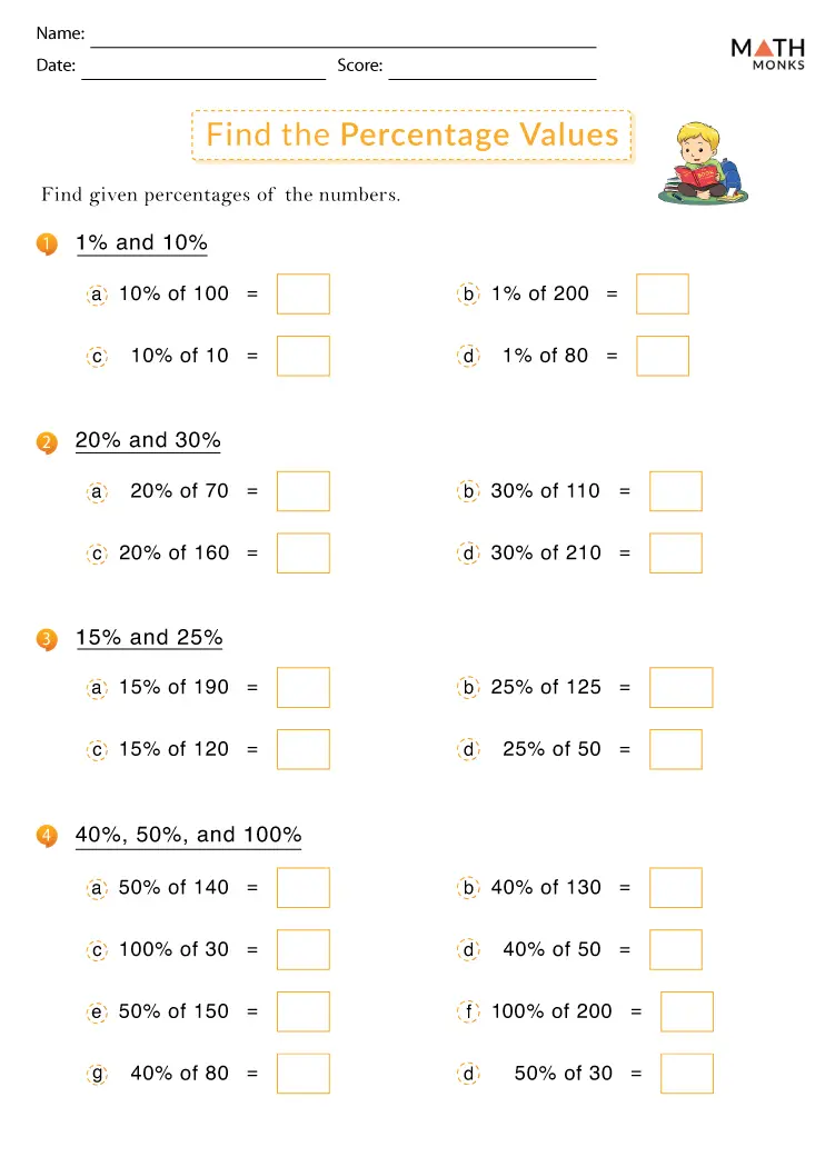 Sixth grade students practicing math problems on a calculating percentage worksheet part two