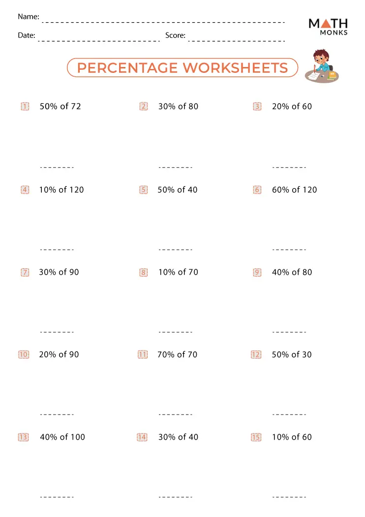 Sixth grade math worksheet featuring winter clothing items for practicing percentage calculations