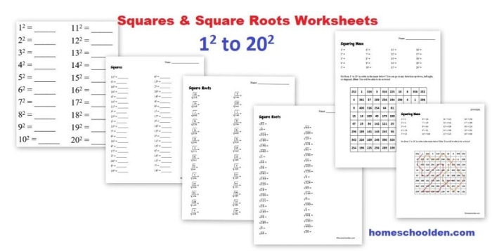Eighth grade student working on a math worksheet featuring problems about the square roots of perfect squares