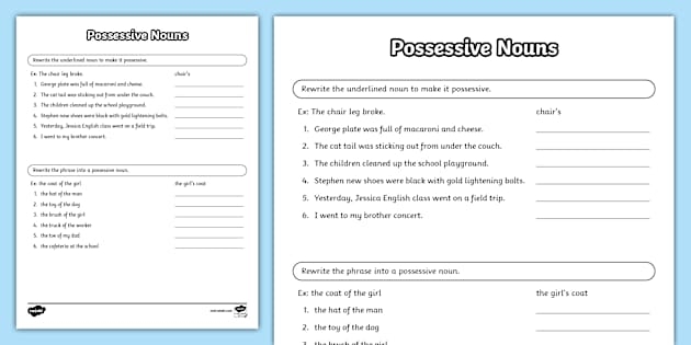 Spelling worksheet focused on plurals and possessives for sixth graders