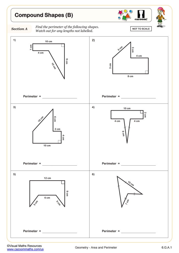 Worksheet that helps sixth graders decompose polygons to calculate their area
