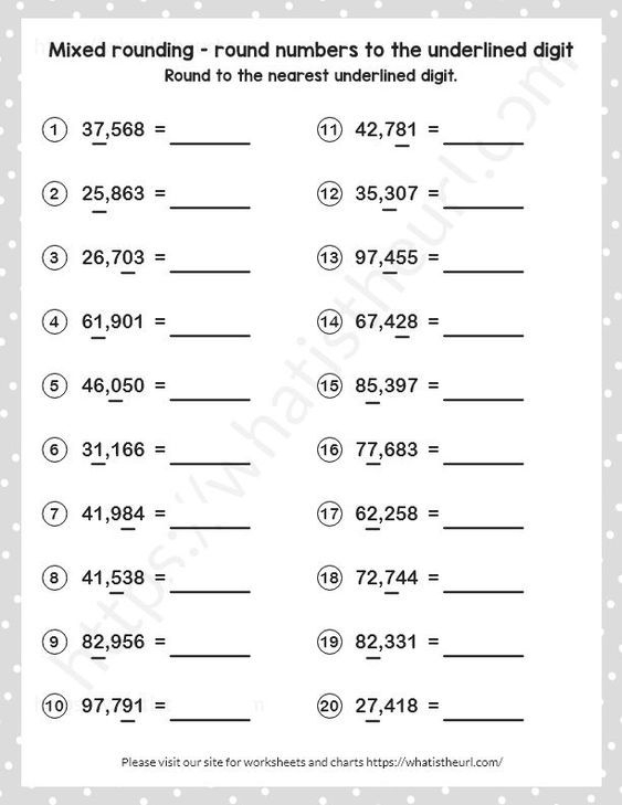 Fourth grade math worksheet featuring practice exercises for rounding multi-digit whole numbers