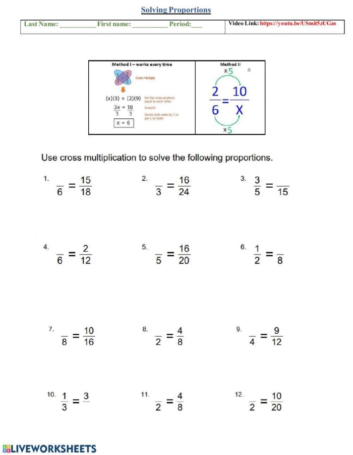 Students engaged in solving proportions on a seventh-grade worksheet