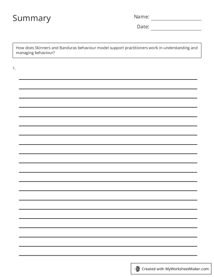 Third grade students filling out a worksheet to practice writing simple summaries using keyword prompts