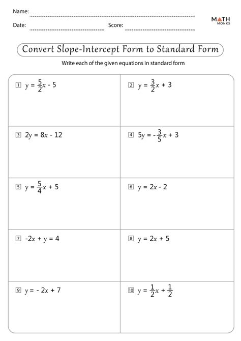 Slope-Intercept Form Writing Equations Worksheet for Middle School Algebra Instruction Eighth grade student working through slope-intercept form equation practice problems with graphed lines and coordinate planes