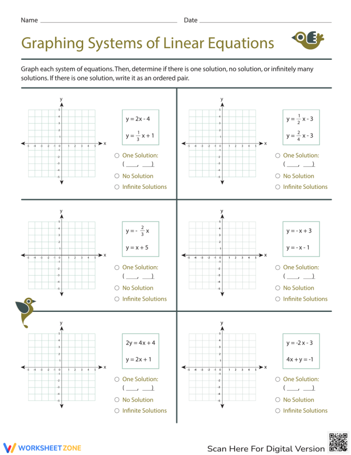 Solutions to Systems of Equations Worksheet 15 Eighth grade algebra worksheet for students to practice solving systems of equations by identifying the correct solutions