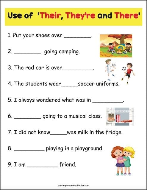 Educational resource for mastering homophones with context clues Worksheet focusing on the homophones their, there, and they're for fourth graders