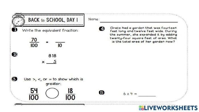 Comprehensive Math Review Worksheet for Third Grade Students 6 Third grade math review worksheet covering various arithmetic and geometry concepts